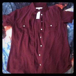 NWT burgundy short sleeve  button down